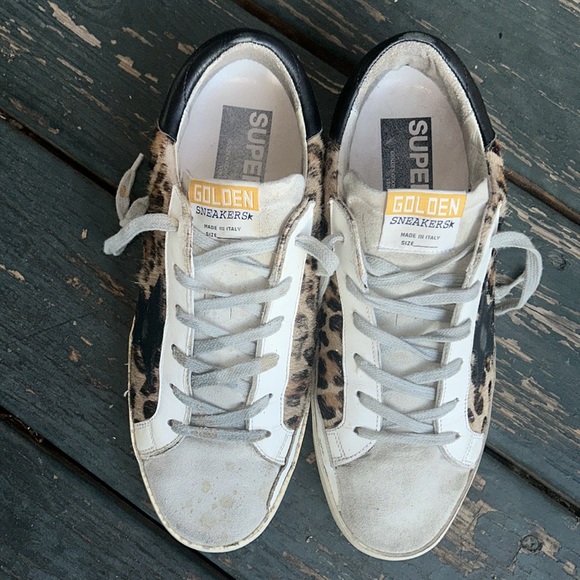 RARE GOLDEN GOOSE Sz 39 WELL LOVED Leopard print superstar sneakers, many flaws - Picture 8 of 11